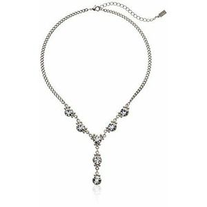 1928 Jewelry Silver-Tone Crystal Y Shaped Necklace 16" Adj.